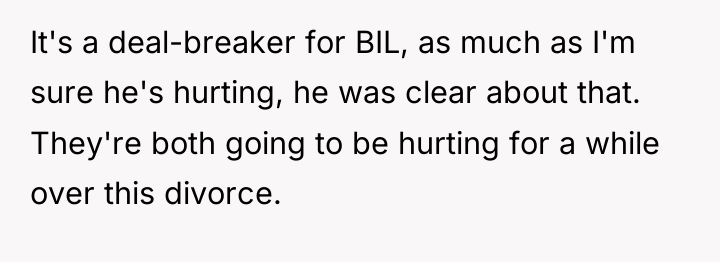 It's a deal-breaker for BIL, as much as I'm sure...