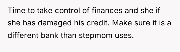 Time to take control of finances and she if she...