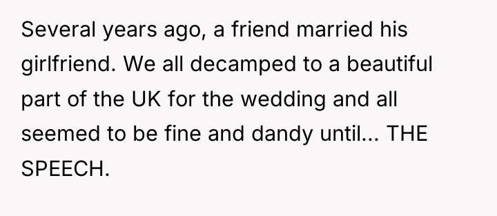 Several years ago, a friend married his girlfriend. We all...