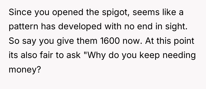 Since you opened the spigot, seems like a pattern has...