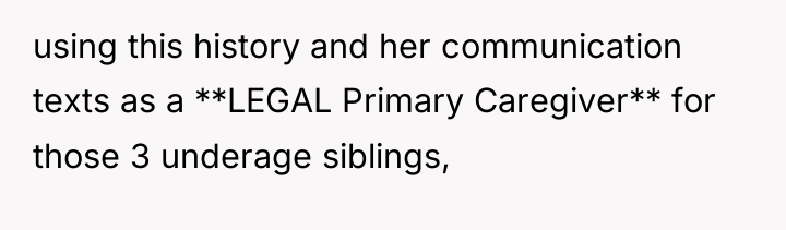 using this history and her communication texts as a **LEGAL...