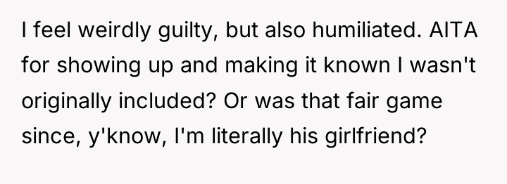 I feel weirdly guilty, but also humiliated. AITA for showing...