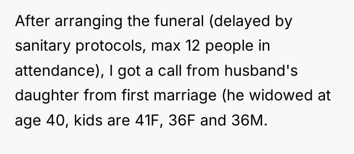 After arranging the funeral (delayed by sanitary protocols, max 12...