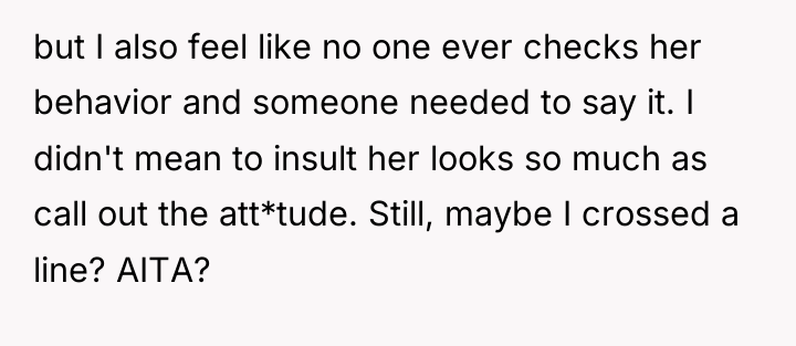 but I also feel like no one ever checks her...