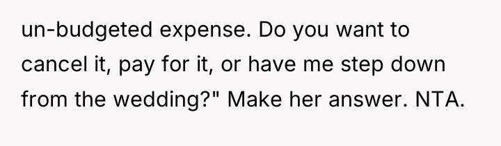 un-budgeted expense. Do you want to cancel it, pay for...