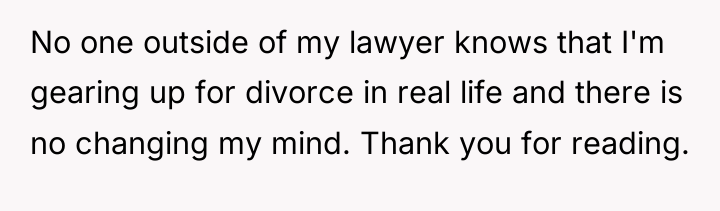 No one outside of my lawyer knows that I'm gearing...