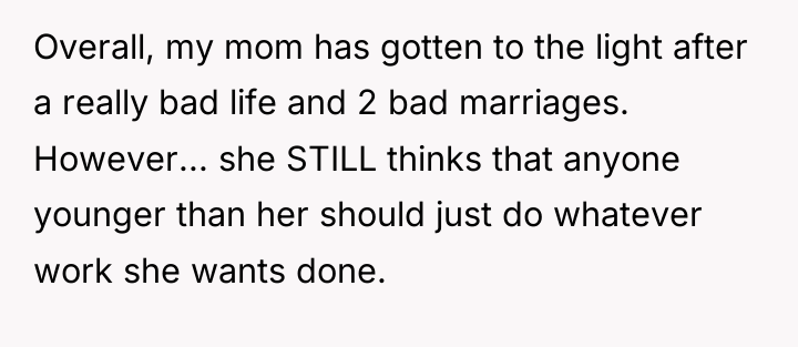 Overall, my mom has gotten to the light after a...