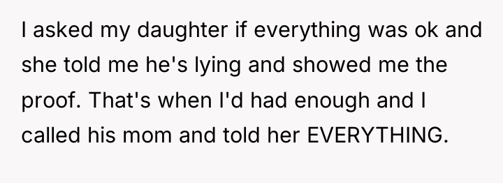 I asked my daughter if everything was ok and she...