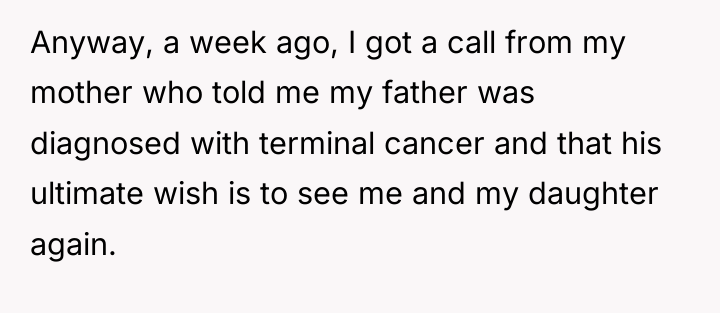 Anyway, a week ago, I got a call from my...