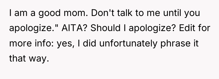 I am a good mom. Don't talk to me until...
