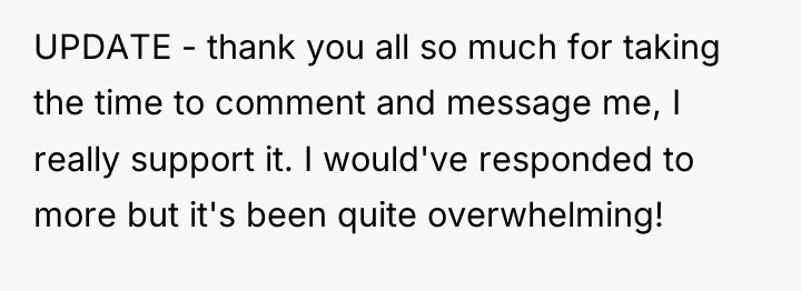 UPDATE - thank you all so much for taking the...