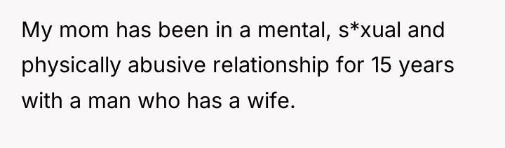 My mom has been in a mental, s*xual and physically...