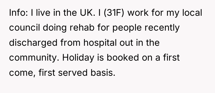 Info: I live in the UK. I (31F) work for...
