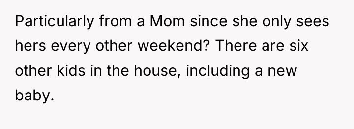 Particularly from a Mom since she only sees hers every...