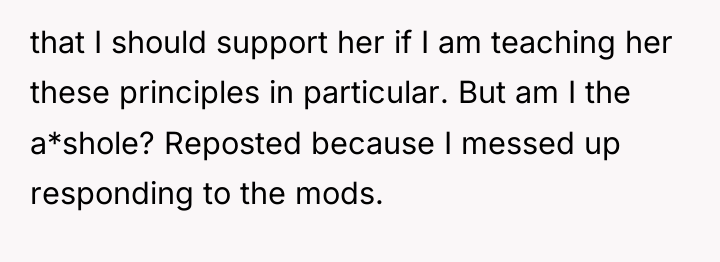 that I should support her if I am teaching her...