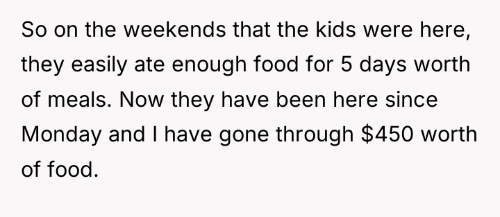 So on the weekends that the kids were here, they...