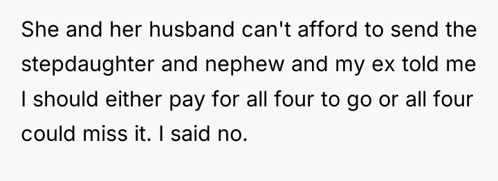 She and her husband can't afford to send the stepdaughter...
