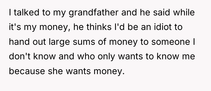 I talked to my grandfather and he said while it's...