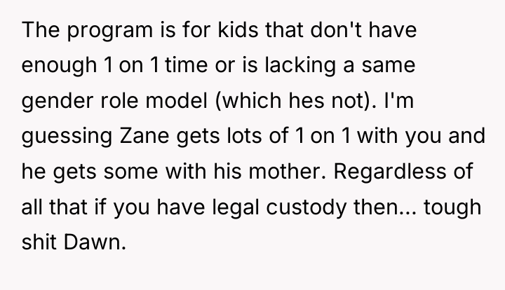 The program is for kids that don't have enough 1...