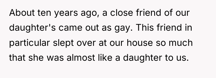 About ten years ago, a close friend of our daughter's...