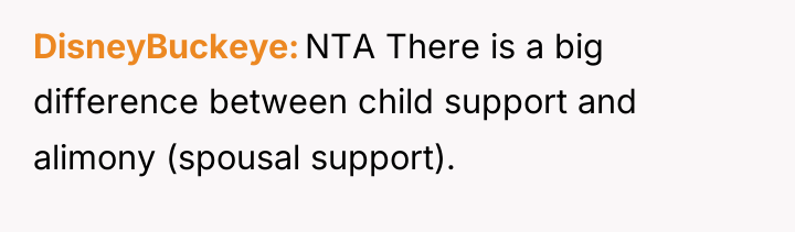 DisneyBuckeye NTA There is a big difference between child support...
