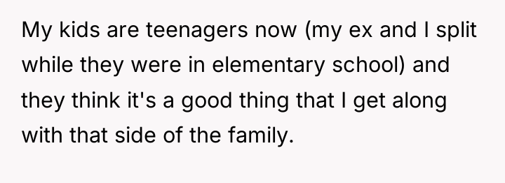 My kids are teenagers now (my ex and I split...