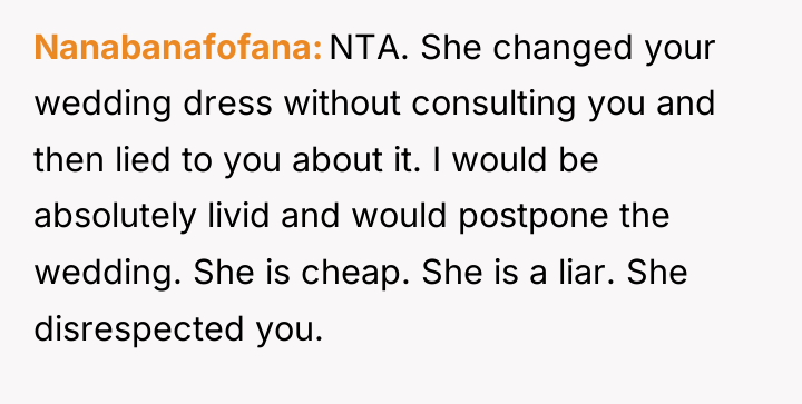 Nanabanafofana NTA. She changed your wedding dress without consulting you...