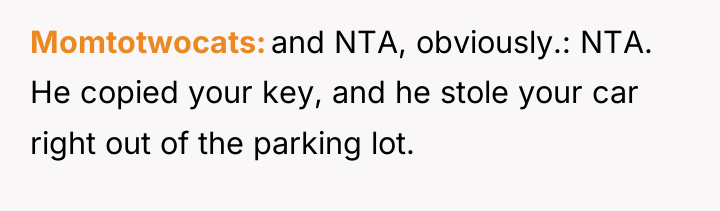 Momtotwocats and NTA, obviously.: NTA. He copied your key, and...