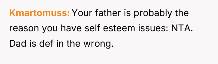 Kmartomuss Your father is probably the reason you have self...