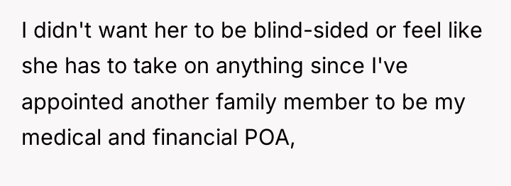 I didn't want her to be blind-sided or feel like...