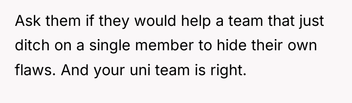 Ask them if they would help a team that just...