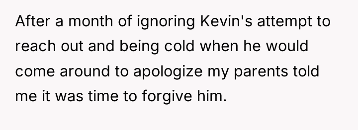 After a month of ignoring Kevin's attempt to reach out...