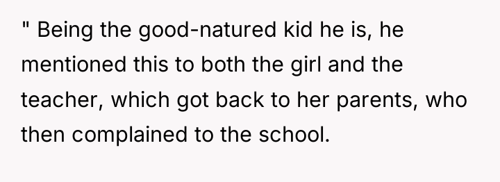 " Being the good-natured kid he is, he mentioned this...