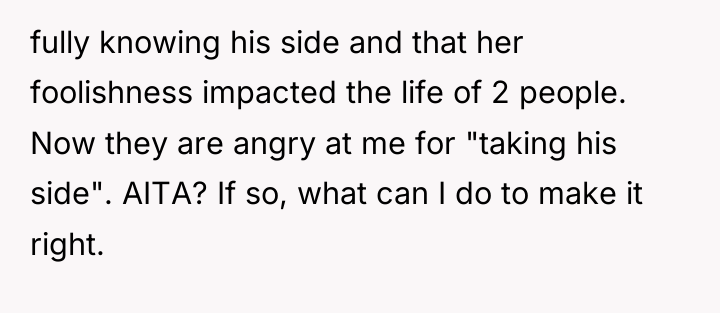 fully knowing his side and that her foolishness impacted the...