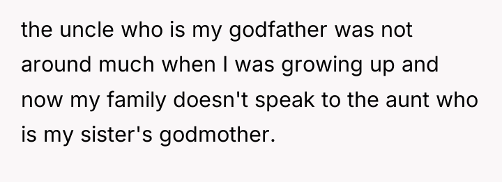 the uncle who is my godfather was not around much...