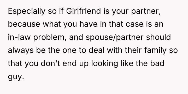 Especially so if Girlfriend is your partner, because what you...