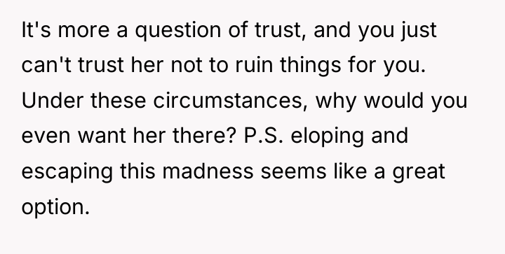 It's more a question of trust, and you just can't...