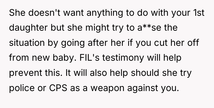 She doesn't want anything to do with your 1st daughter...