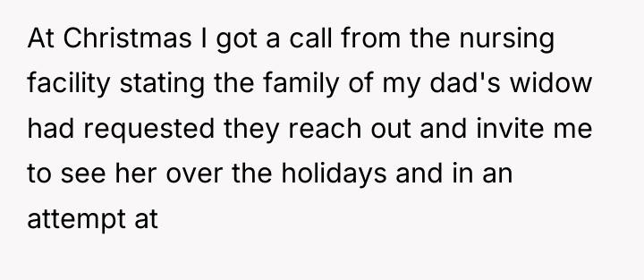 At Christmas I got a call from the nursing facility...