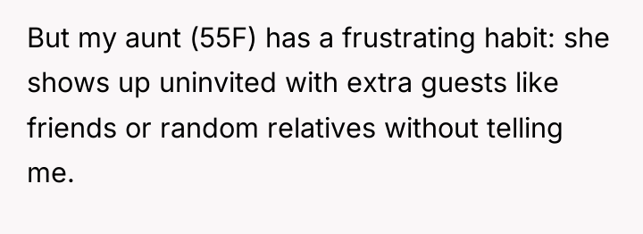 But my aunt (55F) has a frustrating habit: she shows...