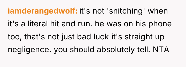 iamderangedwolf it's not 'snitching' when it's a literal hit and...