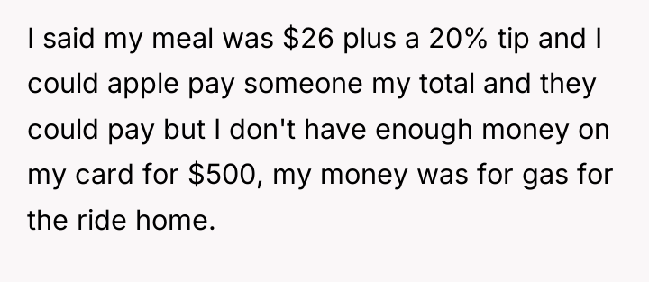 I said my meal was $26 plus a 20% tip...