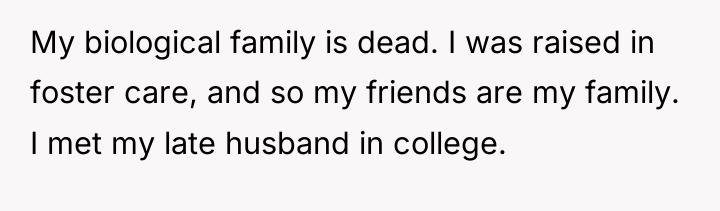 My biological family is dead. I was raised in foster...
