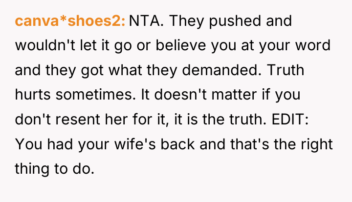 canva*shoes2 NTA. They pushed and wouldn't let it go or...