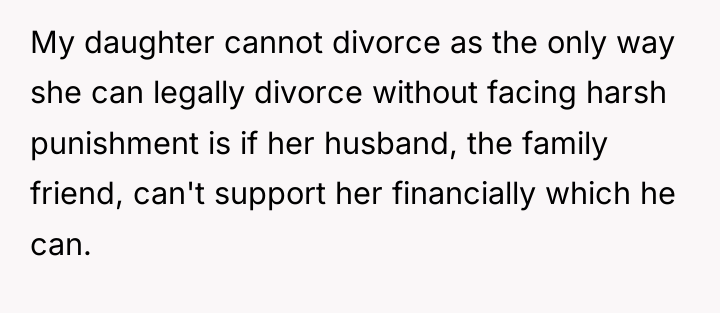 My daughter cannot divorce as the only way she can...