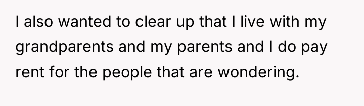 I also wanted to clear up that I live with...