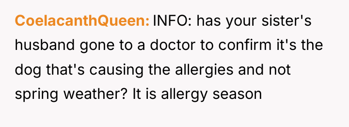 CoelacanthQueen INFO: has your sister's husband gone to a doctor...