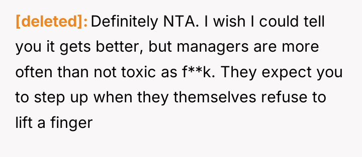 [deleted] Definitely NTA. I wish I could tell you it...