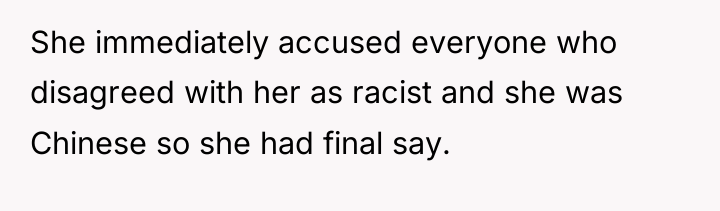 She immediately accused everyone who disagreed with her as racist...