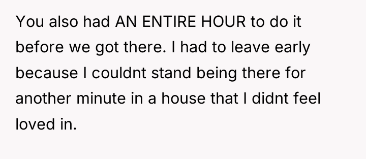 You also had AN ENTIRE HOUR to do it before...